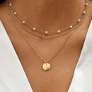 Collar redondo de tres capas de plata de ley 925 para mujer