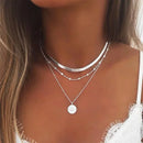Collar redondo de tres capas de plata de ley 925 para mujer