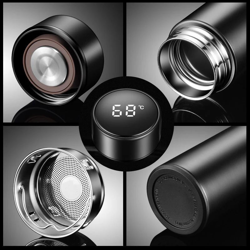 Termo inteligente de acero inoxidable de 500 ml con termómetro